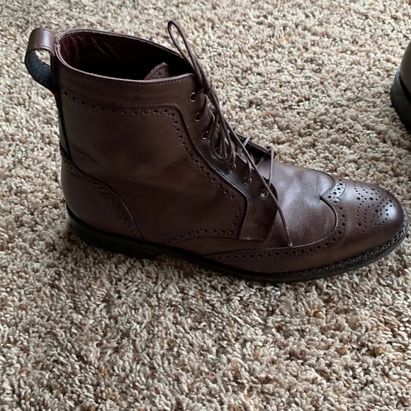 Men’s Size 11 D Allen Edmonds Brown Leather Weatherproof Dalton Wingtip Boots - Picture 2 of 8
